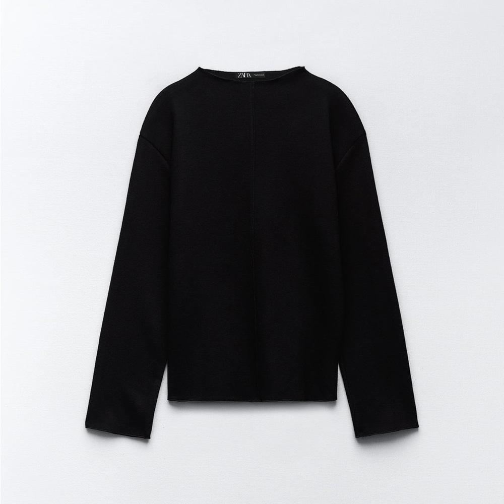 Zara Front Seam Soft Sweater in Black